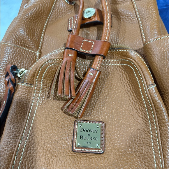 Dooney & Bourke Brown Leather Backpack with Tassels - Picture 5 of 5